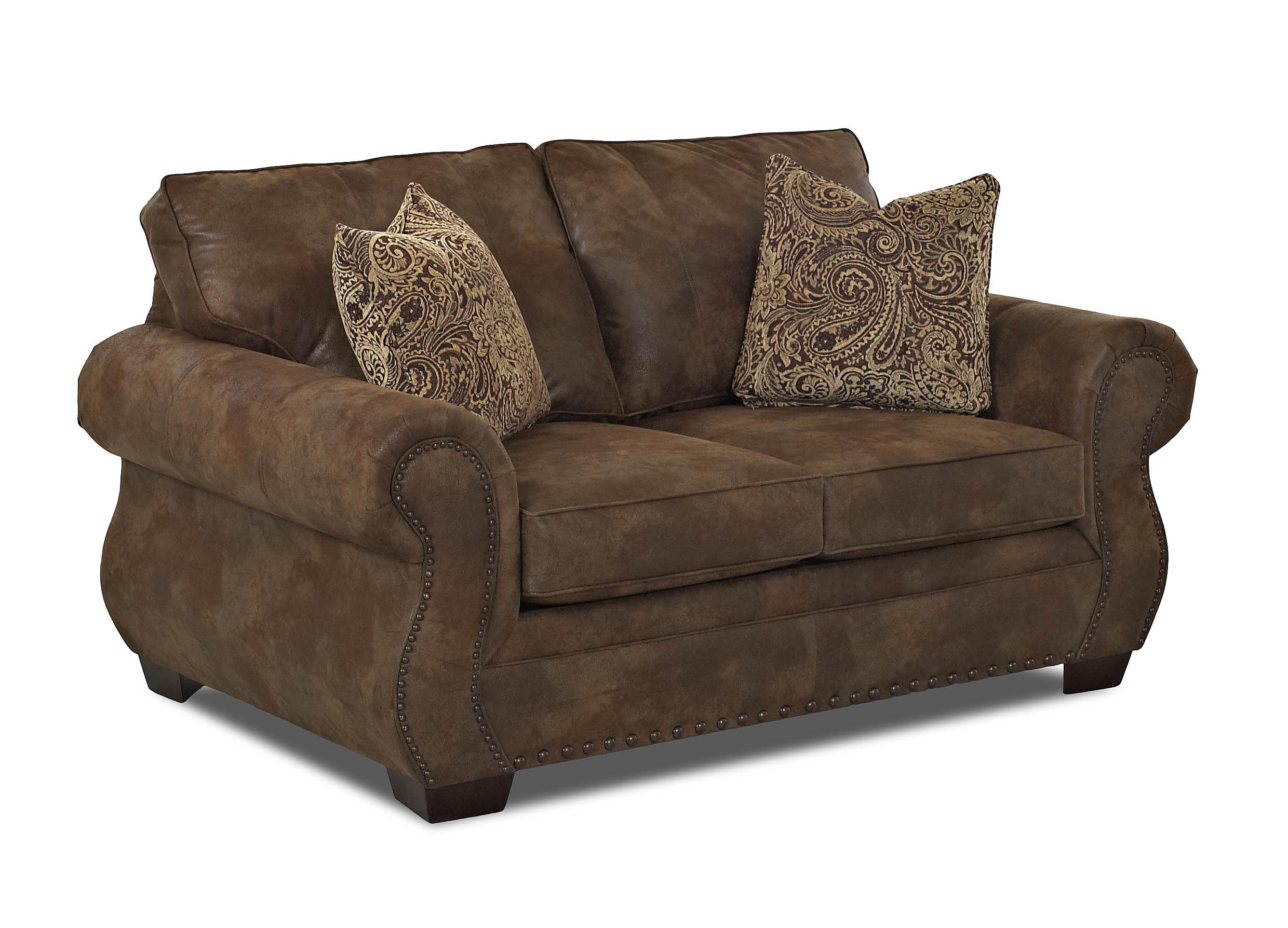 Traditional Loveseat with Rolled Arms and Nailhead Trim by Klaussner